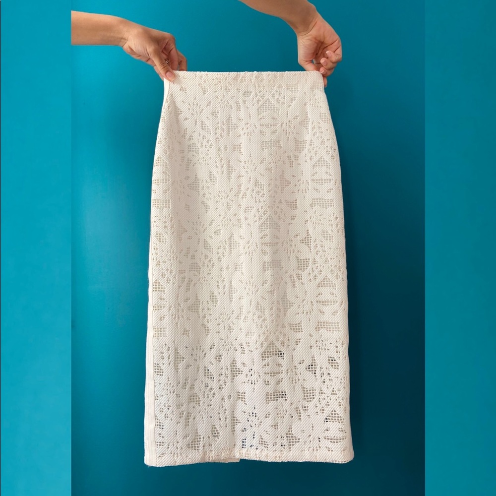 Ivory Rebecca Taylor Pencil Skirt
